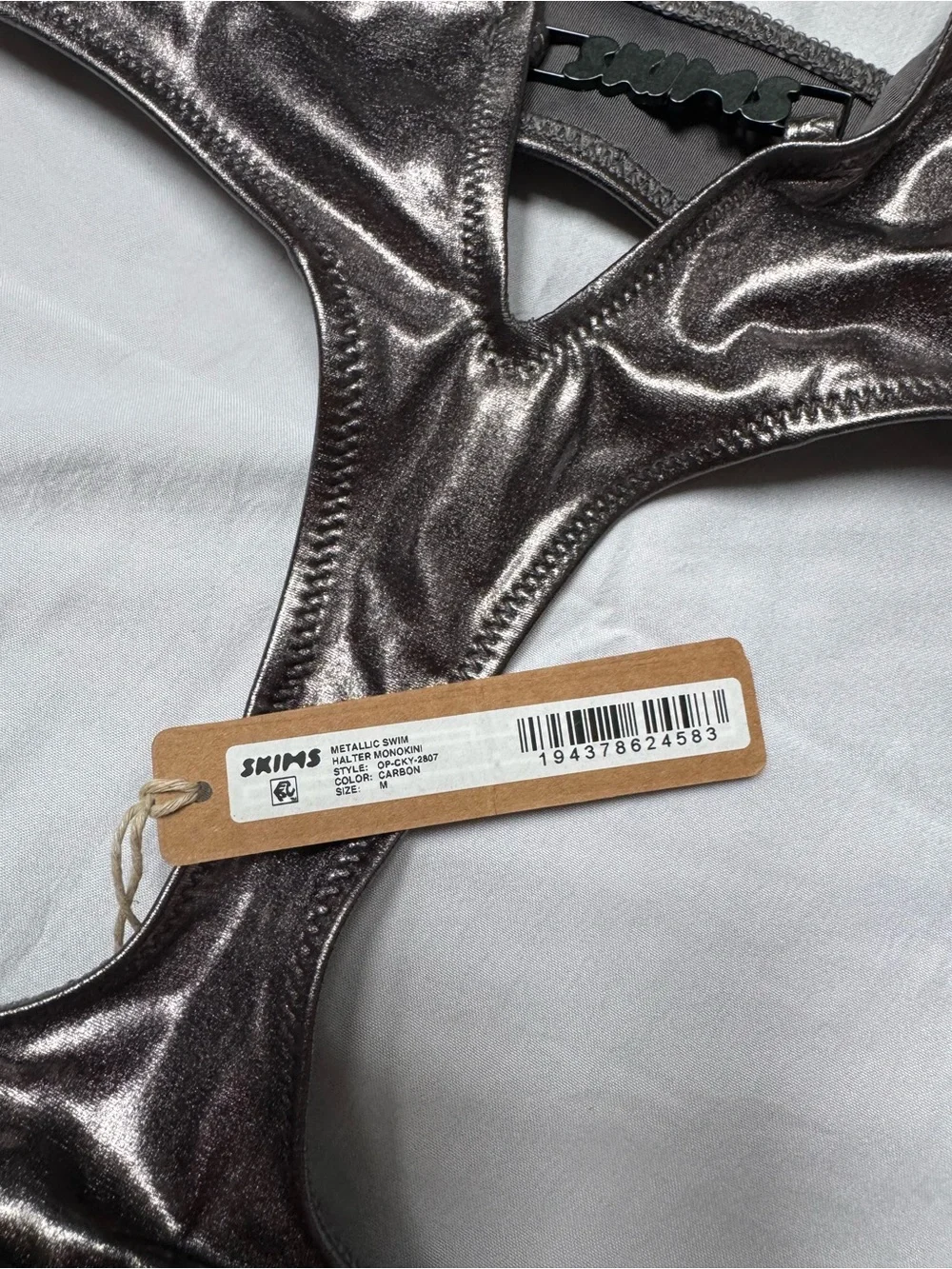 SKIMS Metallic Bronze Cutout Swimsuit